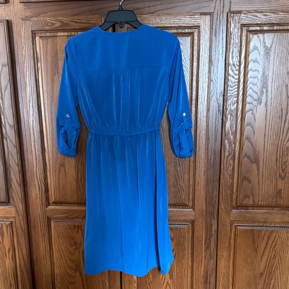 Alfani Vibrant Blue Midi Dress with cinched waist & tie - Picture 5 of 7
